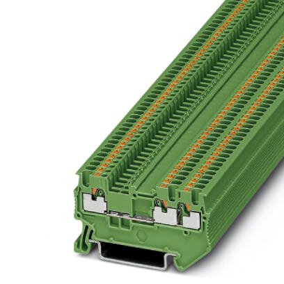 Phoenix Contact Multi-Conductor Terminal Block; PT 1.5/S-TWIN GN ; 15A; 600V; 1-Level; #26 - #14; Push-In Connection; Green